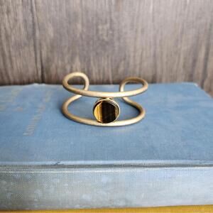 Madewell Tiger's Eye Cuff Bracelet Gold Plated Women's Jewelry
